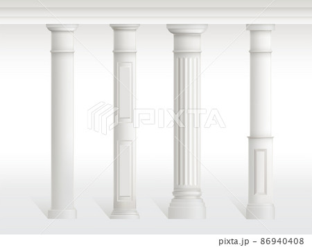 Antique columns set, figured pillars balustrade Antique columns set, figured pillars balustrade 86940408