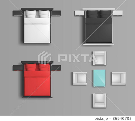 Bedroom and living room furniture vector set Bedroom and living room furniture vector set 86940702