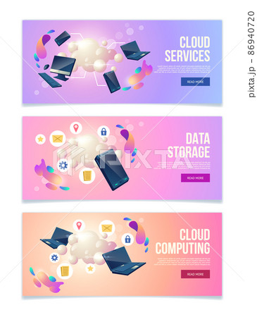 Business hosting service vector web banners set Business hosting service vector web banners set 86940720