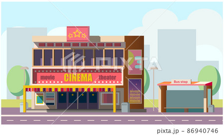 Cinema theater on city street flat vector 86940746