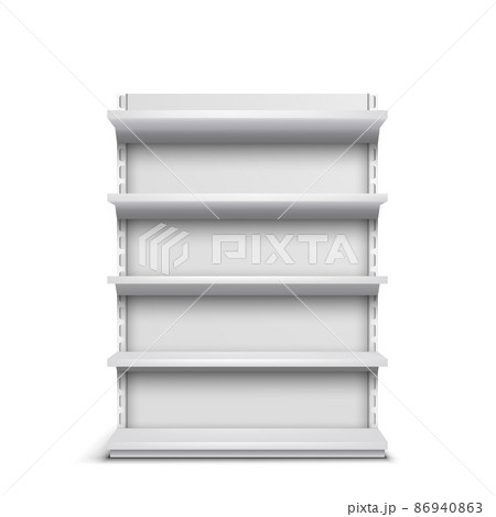 Rack with empty shelves 3d realistic vector Rack with empty shelves 3d realistic vector 86940863