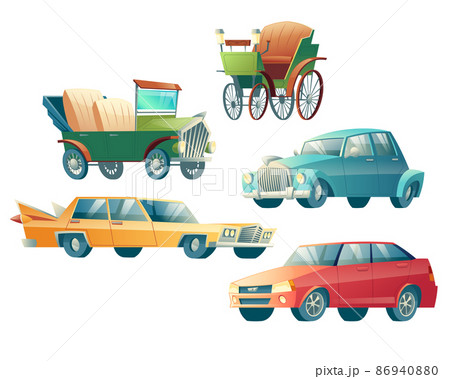 Modern and retro cars cartoon vector collection 86940880