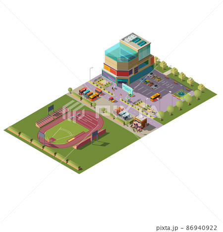 Shopping center and stadium isometric vector 86940922