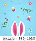 Set of spring easter illustration on blue.  86941935