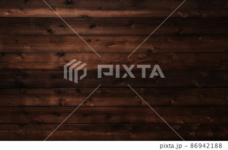 木目や節のある焦茶色の板が並ぶ横長の背景画像 木目や節のある焦茶色の板が並ぶ横長の背景画像 86942188