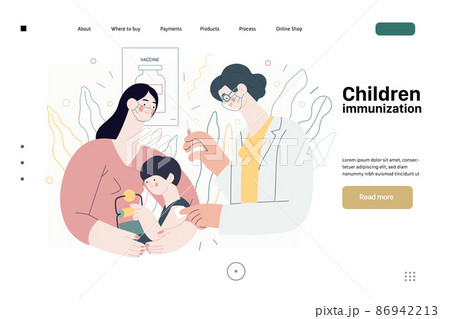 Childhood immunization - medical insurance web template. Modern flat vector Childhood immunization - medical insurance web template. Modern flat vector 86942213