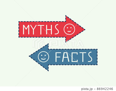 Myths vs facts red and blue infographic icon. Truth or fiction speech bubble arrow. Flat vector illustration 86942246