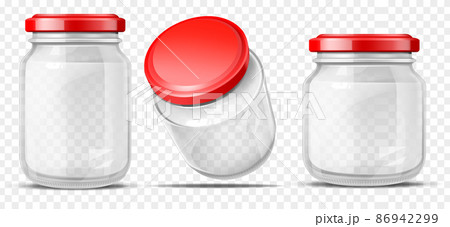 Empty glass jars for sauces realistic vector Empty glass jars for sauces realistic vector 86942299