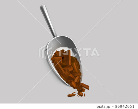 Dark chocolate broken bar in scoop. Sweet dessert Dark chocolate broken bar in scoop. Sweet dessert 86942651