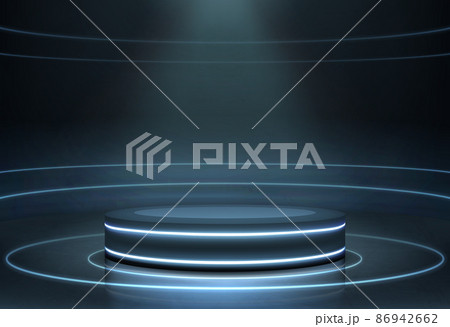 Empty, illuminated, neon podium realistic vector Empty, illuminated, neon podium realistic vector 86942662