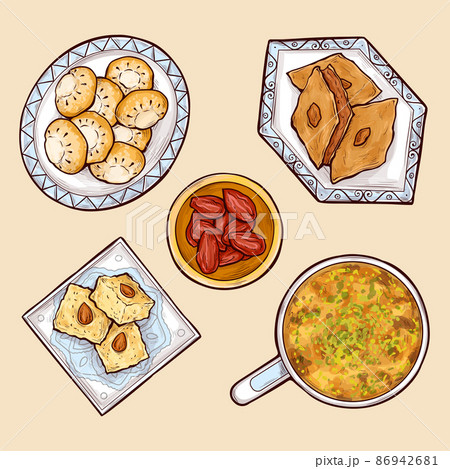 Various oriental sweets cartoon vector collection Various oriental sweets cartoon vector collection 86942681