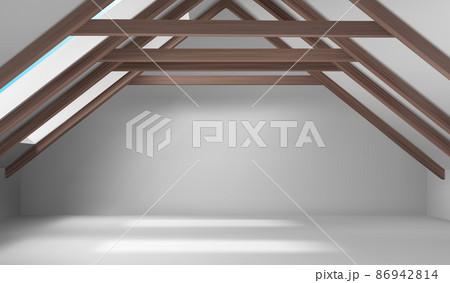 House attic interior, empty mansard room on roof House attic interior, empty mansard room on roof 86942814
