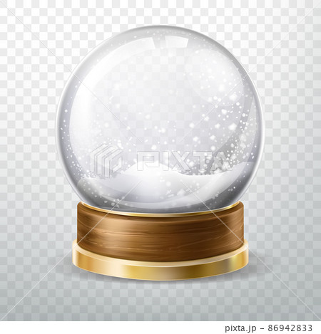 Realistic crystal globe set with fallen snow, gift Realistic crystal globe set with fallen snow, gift 86942833