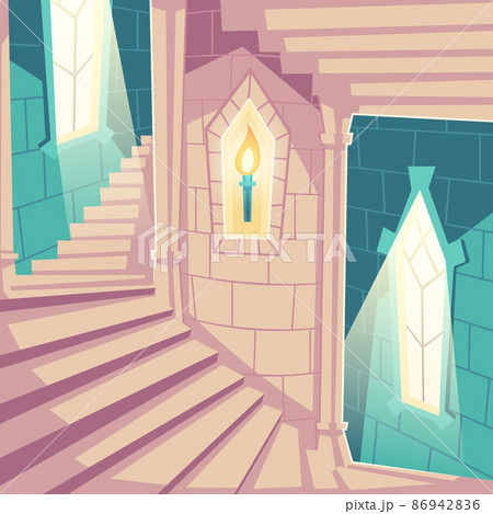 Spiral staircase in castle upward stairs in palace Spiral staircase in castle upward stairs in palace 86942836
