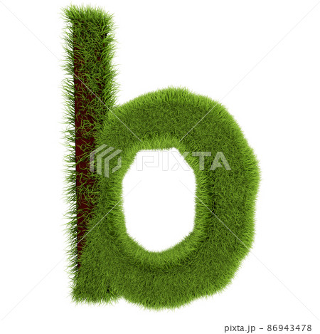 Green Grass Letter B isolated On White Background. Font For Your Design. 3D Illustration 86943478