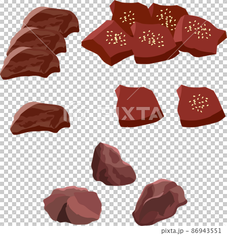 生肝、牛肉、豬肉、雞肉成分圖像插圖矢量 86943551