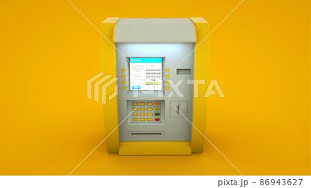 ATM Bank Cash Machine Isolated on yellow background - 3d Illustration ATM Bank Cash Machine Isolated on yellow background - 3d Illustration 86943627