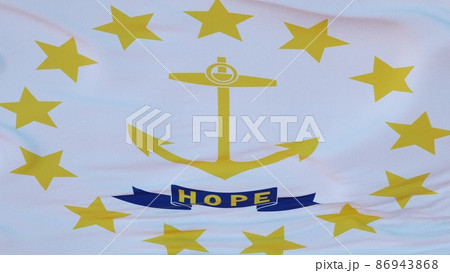 Flag of Rhode Island state, region of the United States, waving at wind. 3d rendering Flag of Rhode Island state, region of the United States, waving at wind. 3d rendering 86943868