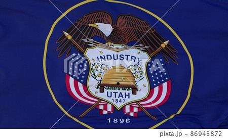 Flag of Utah state, region of the United States, waving at wind. 3d rendering 86943872
