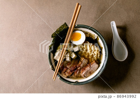 Asian style soup ramen with noodles and duck breast Asian style soup ramen with noodles and duck breast 86943992
