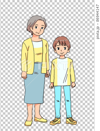 おばあちゃんと男の子の孫のイラストのイラスト素材 [86944147] - PIXTA