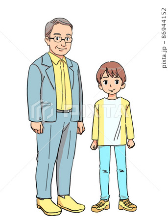 おじいちゃんと男の子の孫のイラスト 86944152