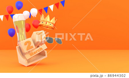 King's Day Celebrate Podium 3d rendering., King's Birthday in the Netherlands. 86944302