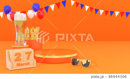King's Day Celebrate Podium 3d rendering., King's Birthday in the Netherlands. 86944306