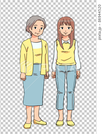 高級女性和年輕女性的插圖 高級女性和年輕女性的插圖 86944520