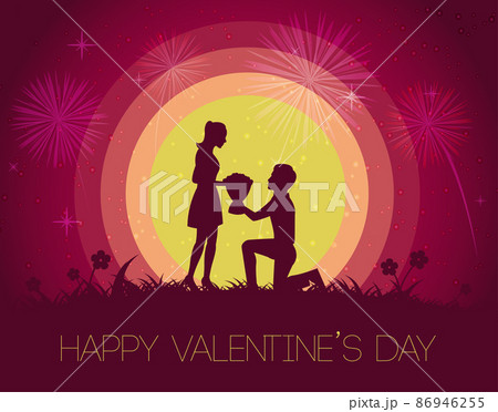 Silhouette design of valentine's day of man give flower to woman 86946255