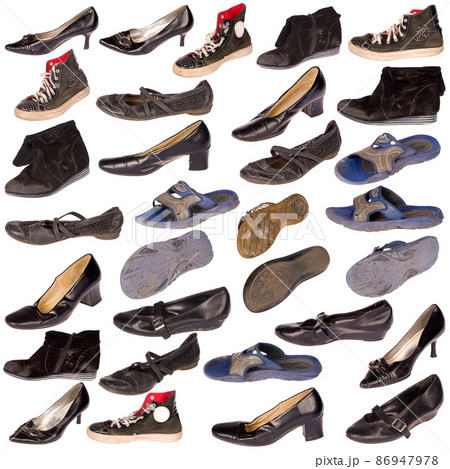 Many old boots on white 86947978