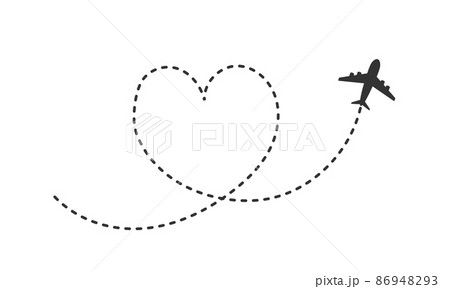 Airplane dotted path tracking vector illustration isolated on white 86948293