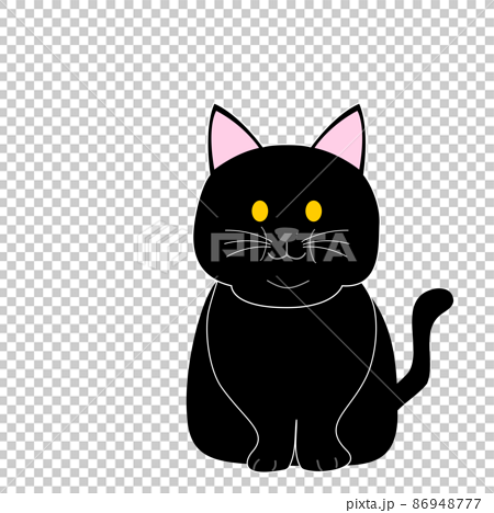 Fat black cat overweight fat cat copy space - Stock Illustration [86948777]  - PIXTA