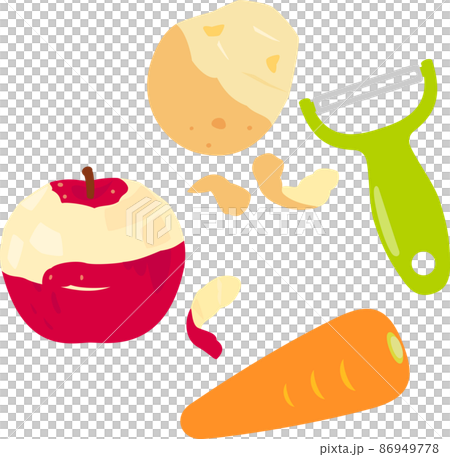 ピーラーで皮を剥かれる野菜や果物 ピーラーで皮を剥かれる野菜や果物 86949778