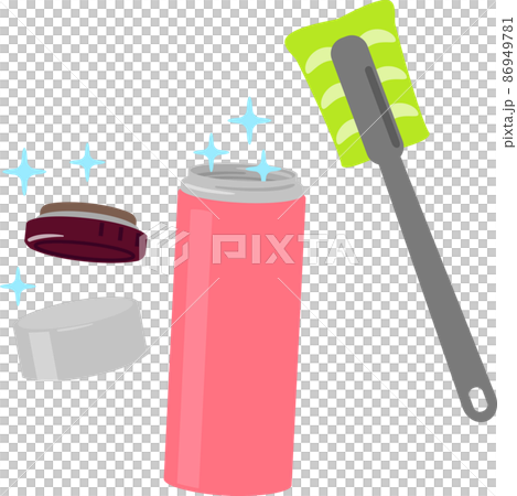 乾淨的水瓶和有圖案的海綿 乾淨的水瓶和有圖案的海綿 86949781