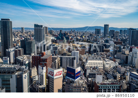 大阪　梅田　HEPFIVEの観覧車からの俯瞰風景　　【大阪　梅田　風景】 86950110