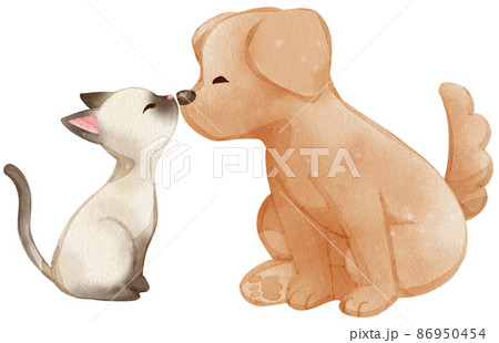 Hug dog and cat watercolor icon clip art png 86950454