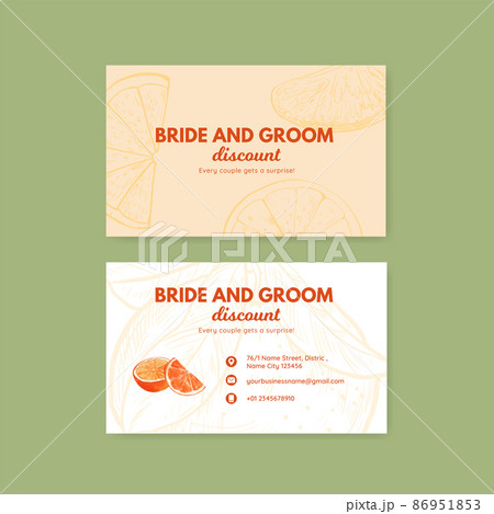Name card template with orange grapefruit concept,watercolor 86951853