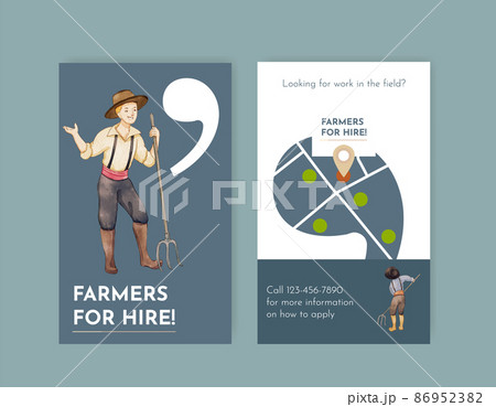Name card template with European folk farm life concept,watercolor style Name card template with European folk farm life concept,watercolor style 86952382