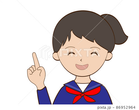 満面の笑みの女学生のイラストのイラスト素材