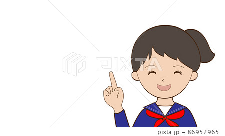 満面の笑みの女学生のイラスト 満面の笑みの女学生のイラスト 86952965