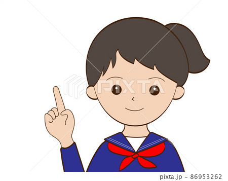 ワンポイントアドバイスをする真面目な女学生のイラスト 86953262