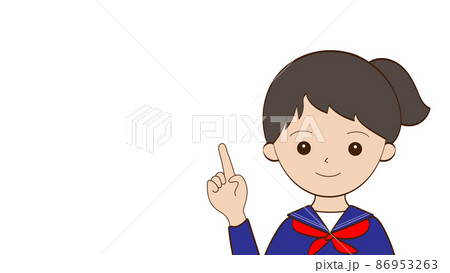 ワンポイントアドバイスをする真面目な女学生のイラスト ワンポイントアドバイスをする真面目な女学生のイラスト 86953263