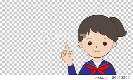 ワンポイントアドバイスをする真面目な女学生のイラスト ワンポイントアドバイスをする真面目な女学生のイラスト 86953263
