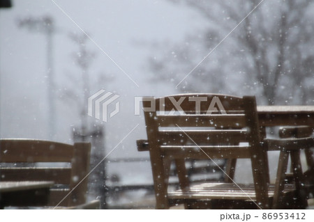 公園で晴れた日に降る雪 86953412