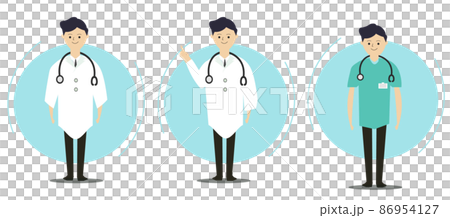 男性医師 全身 爽やかなアイコンセット / 医者・看護士 ・ 医療従事者 ・ 病院 86954127