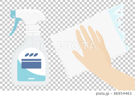 用酒精消毒劑噴霧擦拭手的插圖 用酒精消毒劑噴霧擦拭手的插圖 86954463