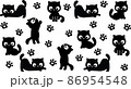 Doodle Cute Black Cat hand drawn Design for t-shirt, greeting card or poster design Background Vector Illustration. 86954548