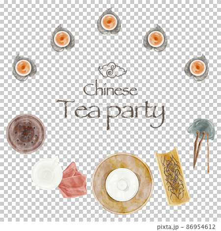 中国のお茶会道具手描き水彩風イラスト 86954612