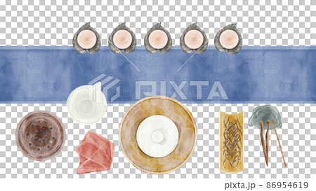 中国のお茶会道具手描き水彩風イラスト 86954619